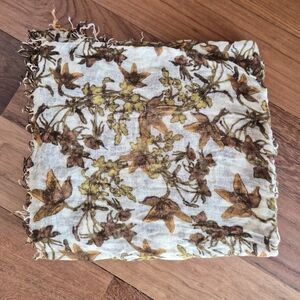 Chan Luu Brown and Yellow Floral Scarf
